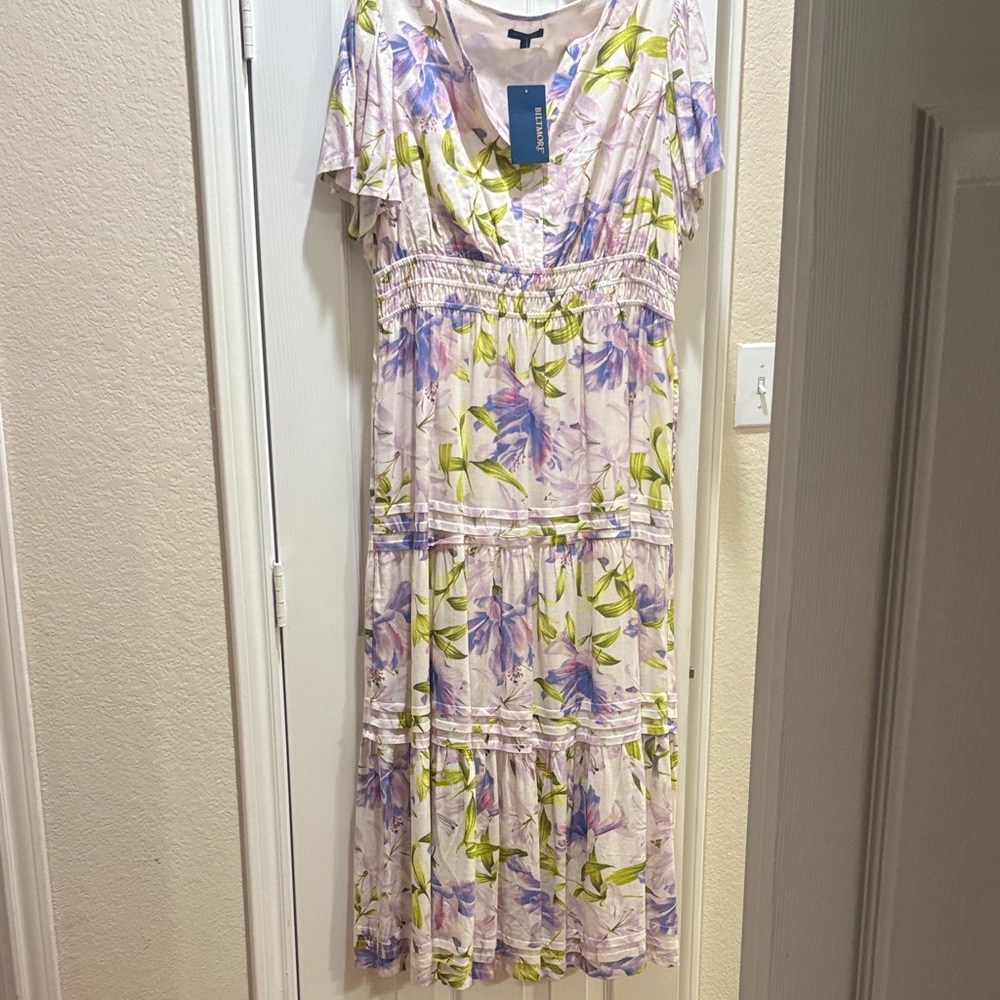 Biltmore Floral Print Maxi Dress Lined Has pockets